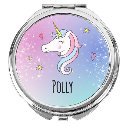 Personalised Unicorn Compact Mirror - Personalise It!