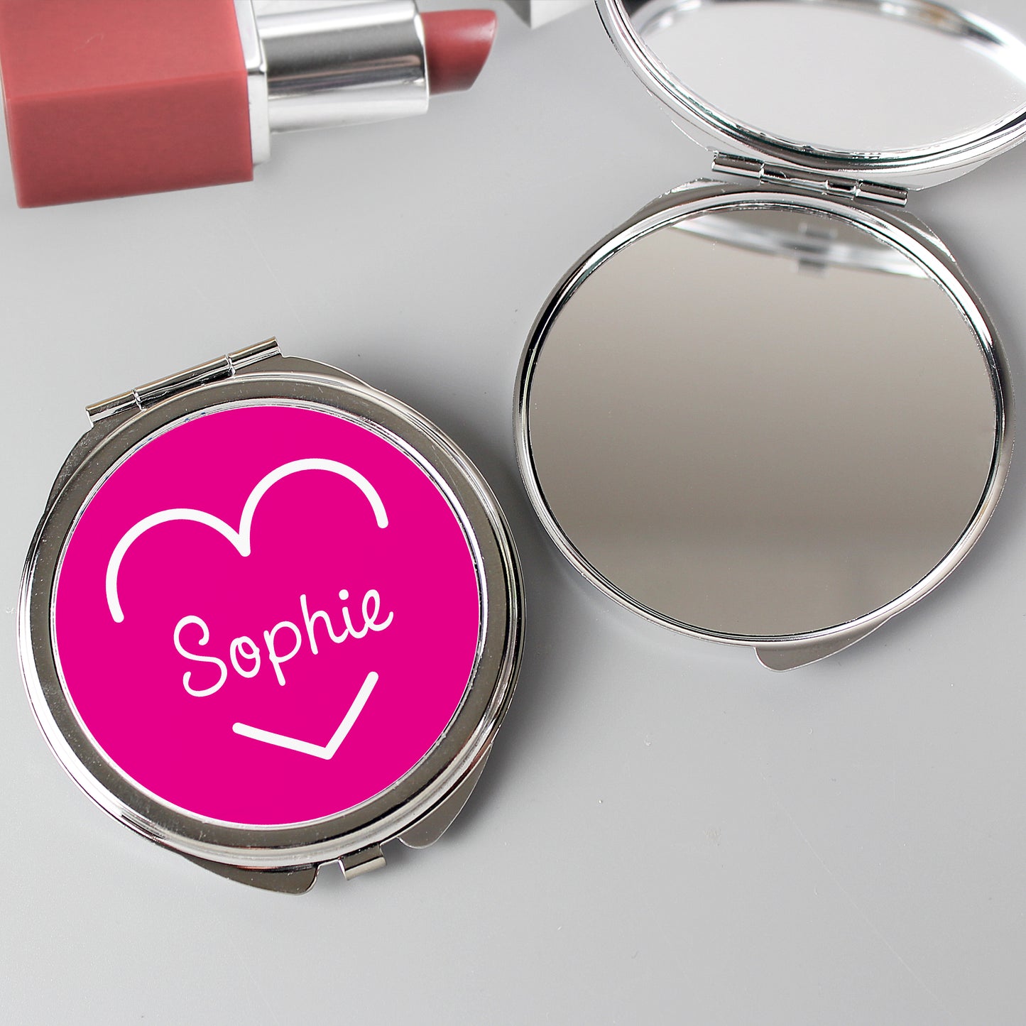 Personalised Pink Name Island Compact Mirror - Personalise It!