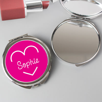 Personalised Pink Name Island Compact Mirror - Personalise It!