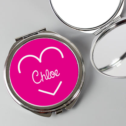 Personalised Pink Name Island Compact Mirror - Personalise It!