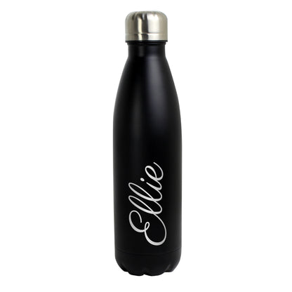 Personalised Black Metal Insulated Drinks Bottle - Personalise It!