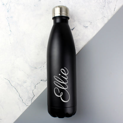 Personalised Black Metal Insulated Drinks Bottle - Personalise It!