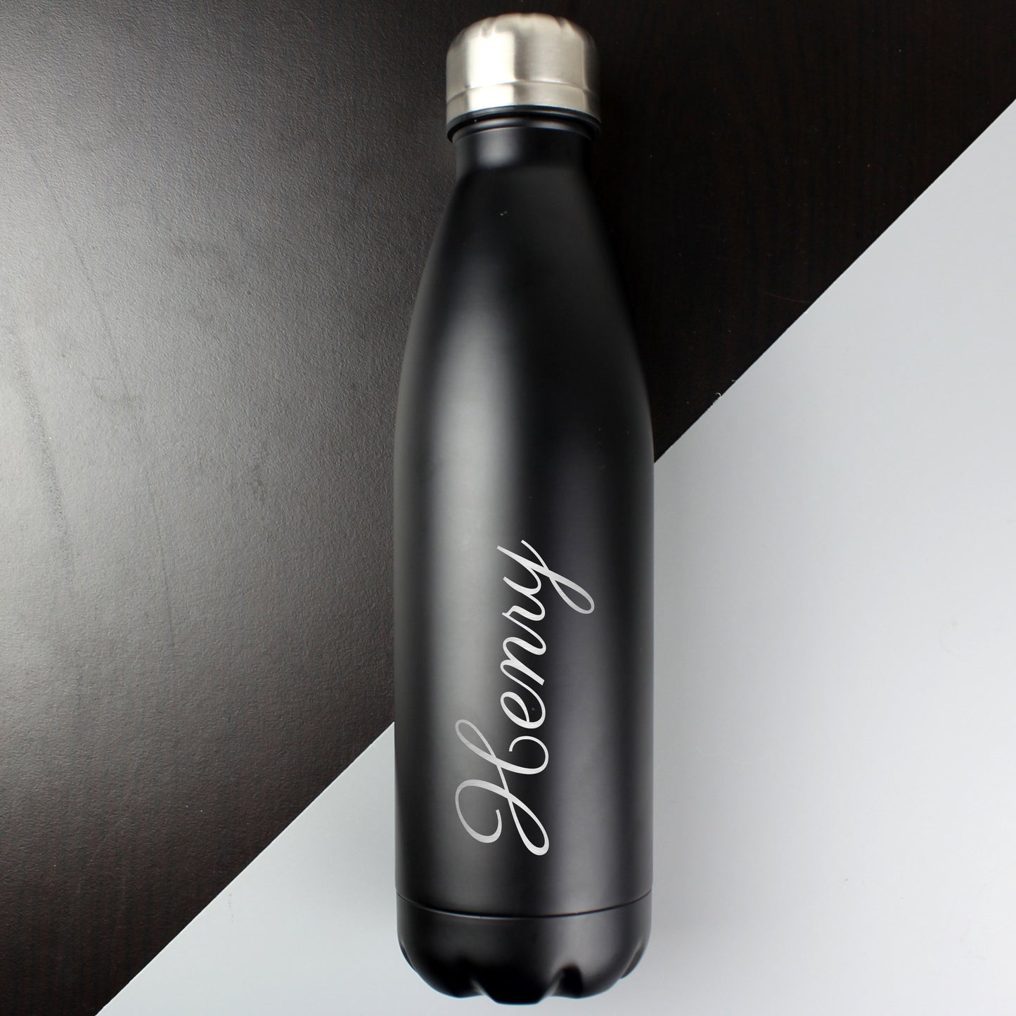 Personalised Black Metal Insulated Drinks Bottle - Personalise It!