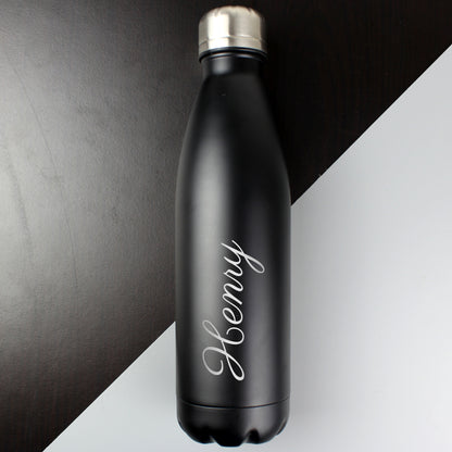 Personalised Black Metal Insulated Drinks Bottle - Personalise It!