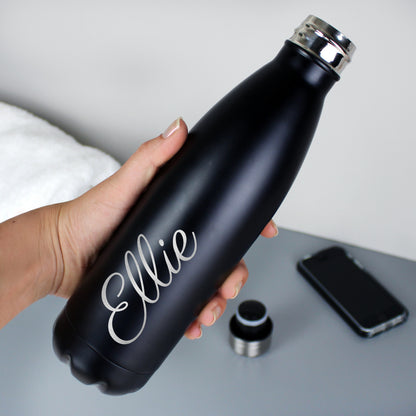Personalised Black Metal Insulated Drinks Bottle - Personalise It!