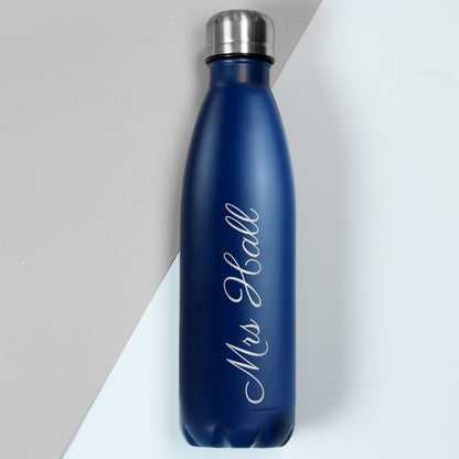 Personalised Blue Metal Insulated Drinks Bottle - Personalise It!