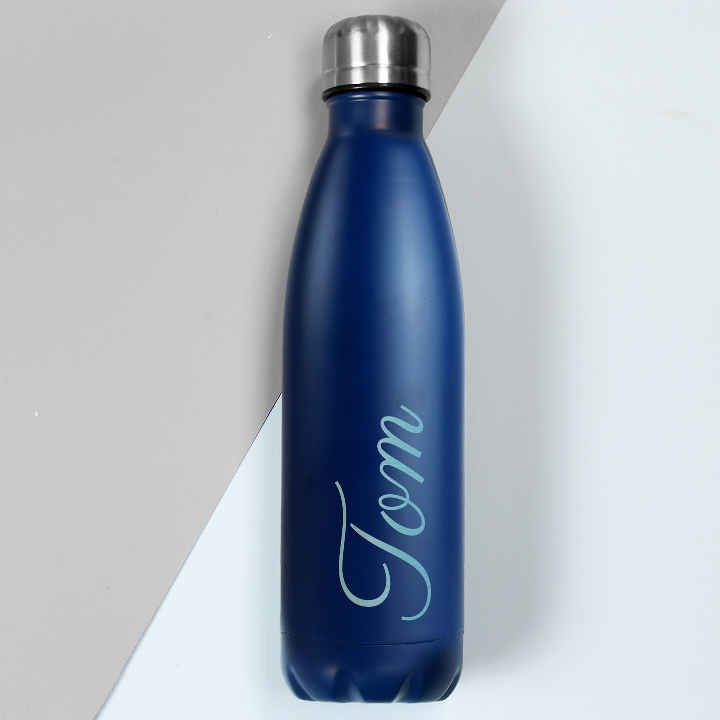 Personalised Blue Metal Insulated Drinks Bottle - Personalise It!