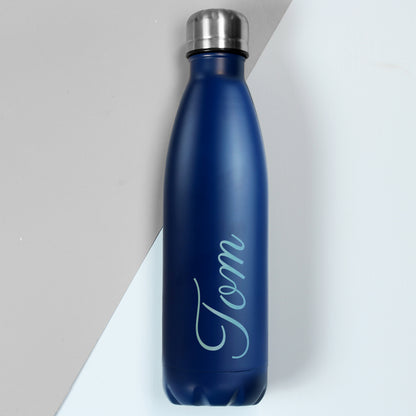 Personalised Blue Metal Insulated Drinks Bottle - Personalise It!