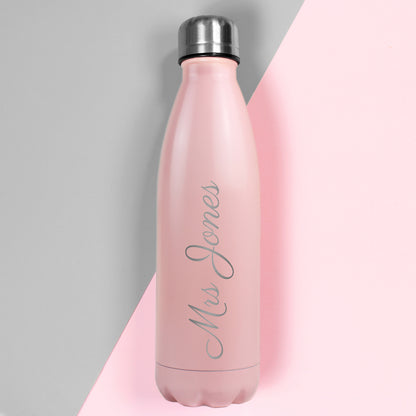 Personalised Pink Metal Insulated Drinks Bottle - Personalise It!