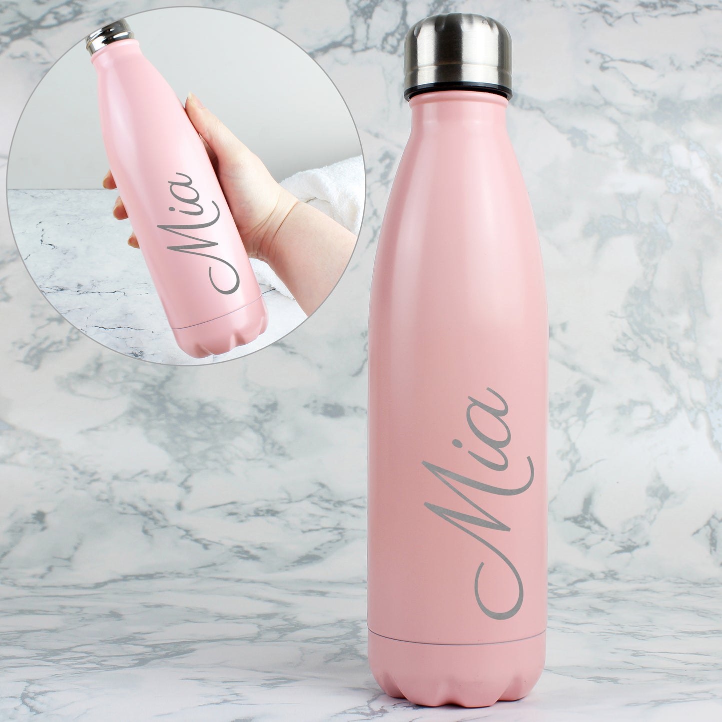 Personalised Pink Metal Insulated Drinks Bottle - Personalise It!