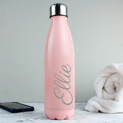 Personalised Pink Metal Insulated Drinks Bottle - Personalise It!