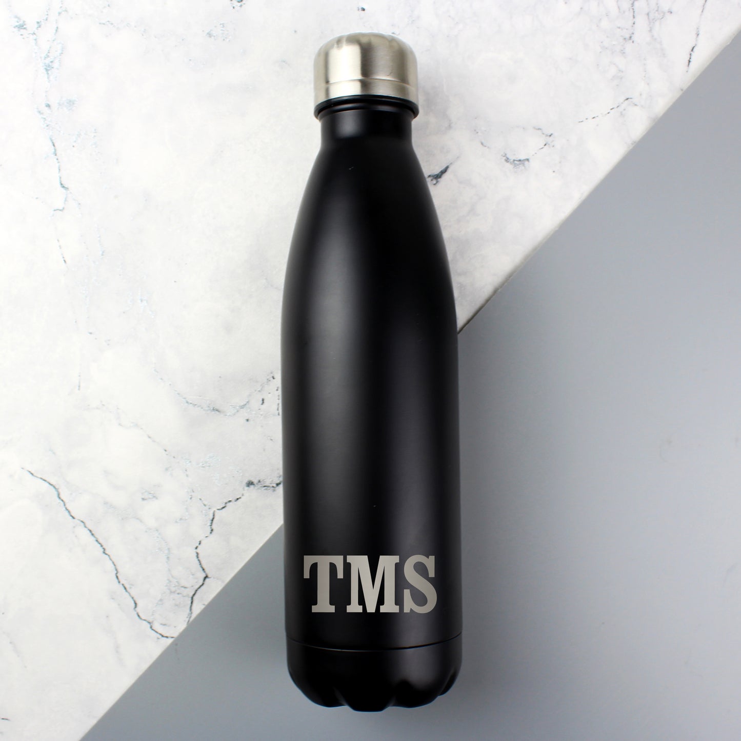 Personalised Initials Black Metal Insulated Drinks Bottle - Personalise It!