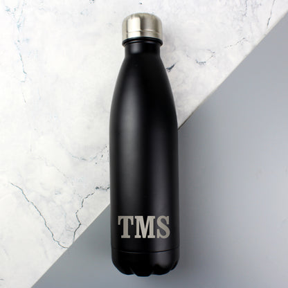 Personalised Initials Black Metal Insulated Drinks Bottle - Personalise It!