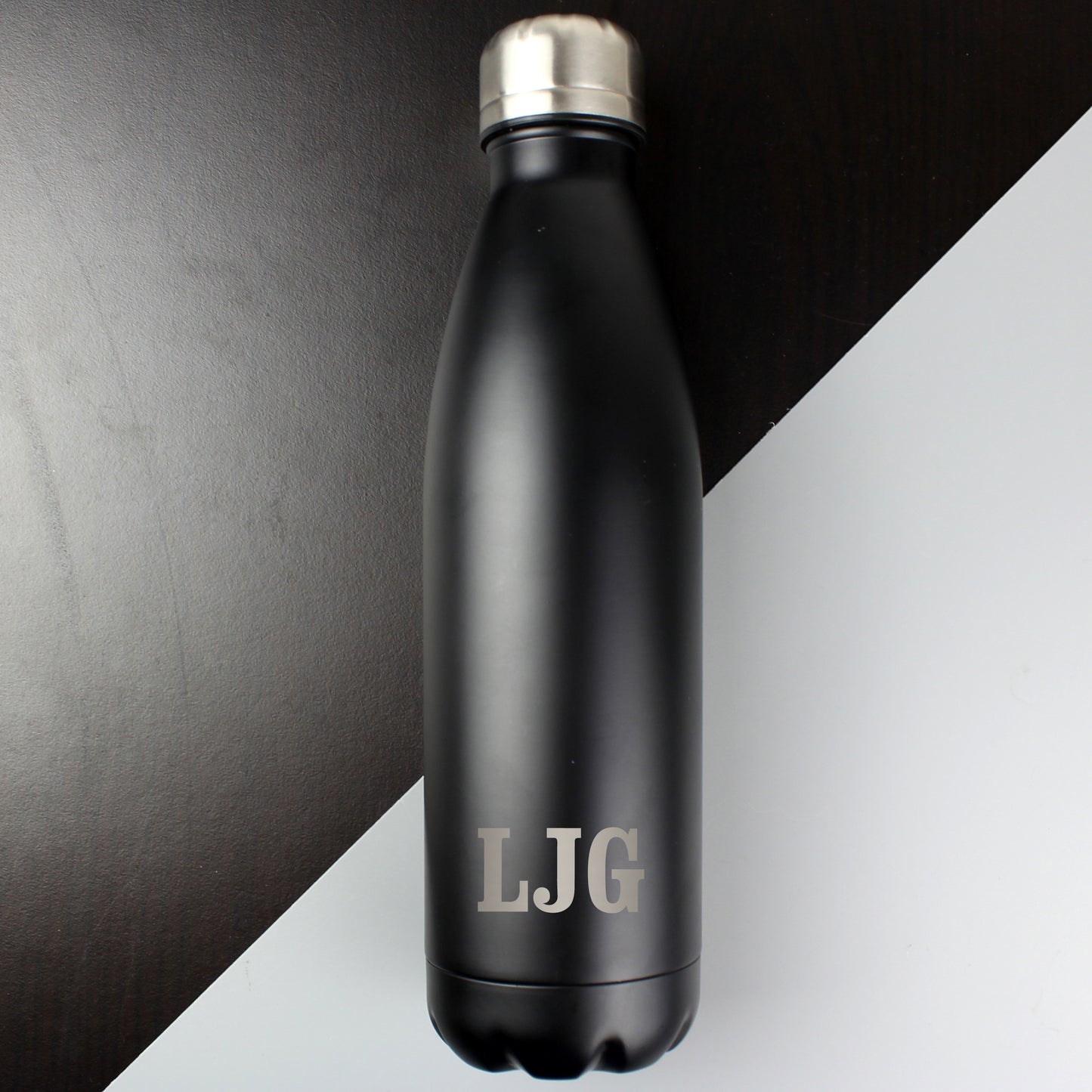 Personalised Initials Black Metal Insulated Drinks Bottle - Personalise It!