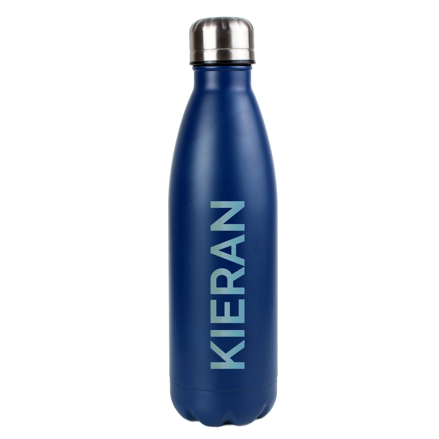 Personalised Bold Name Blue Metal Insulated Drinks Bottle - Personalise It!