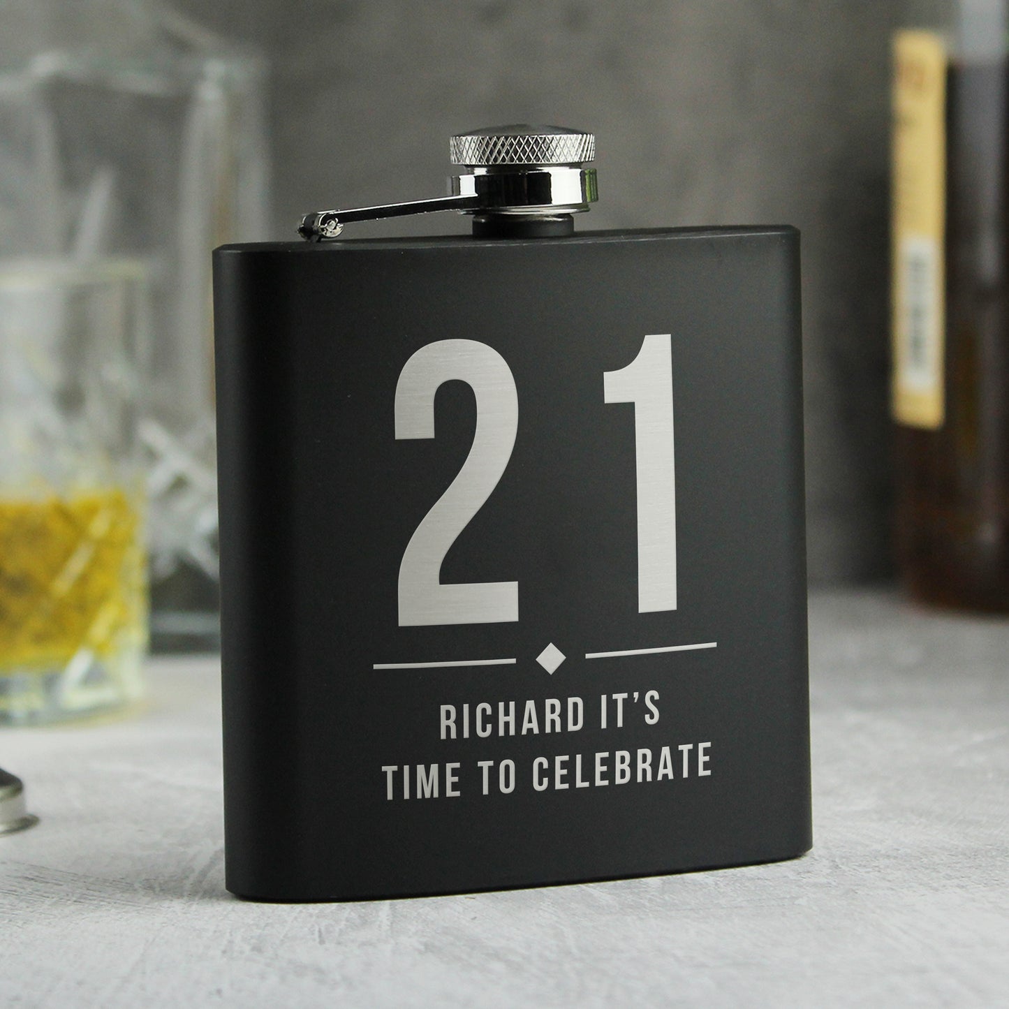 Personalised Big Numbers Black Father's Day Hip Flask - Personalise It!