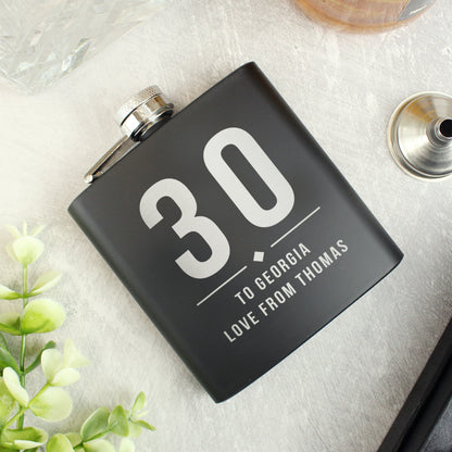 Personalised Big Numbers Black Father's Day Hip Flask - Personalise It!
