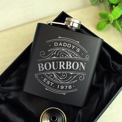 Personalised Spirit Black Father's Day Hip Flask - Personalise It!