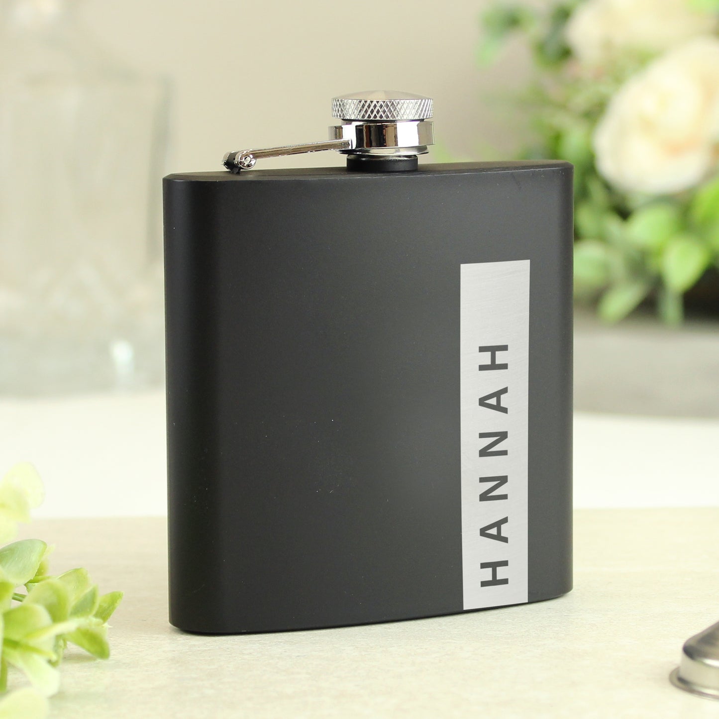Personalised Name Only Black Father's Day Hip Flask - Personalise It!