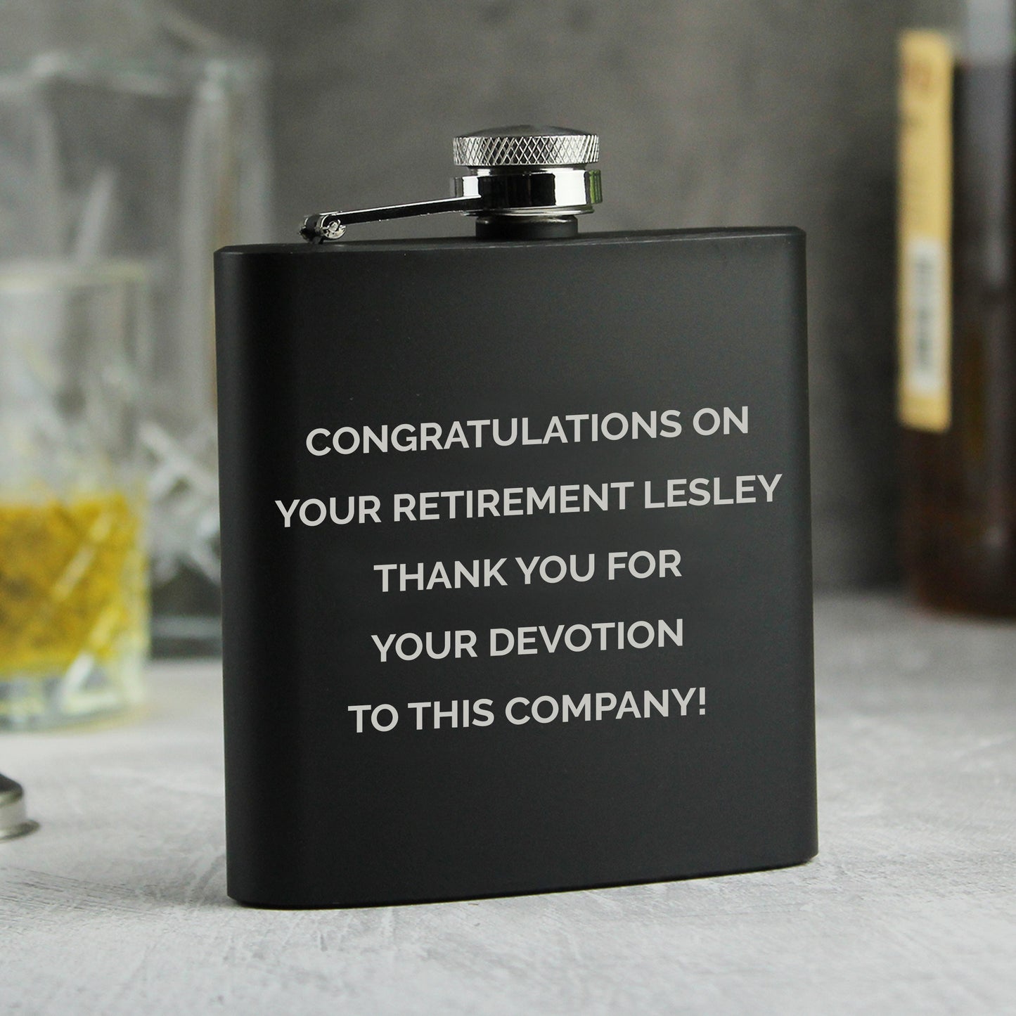 Personalised Free Text Black Father's Day Hip Flask - Personalise It!