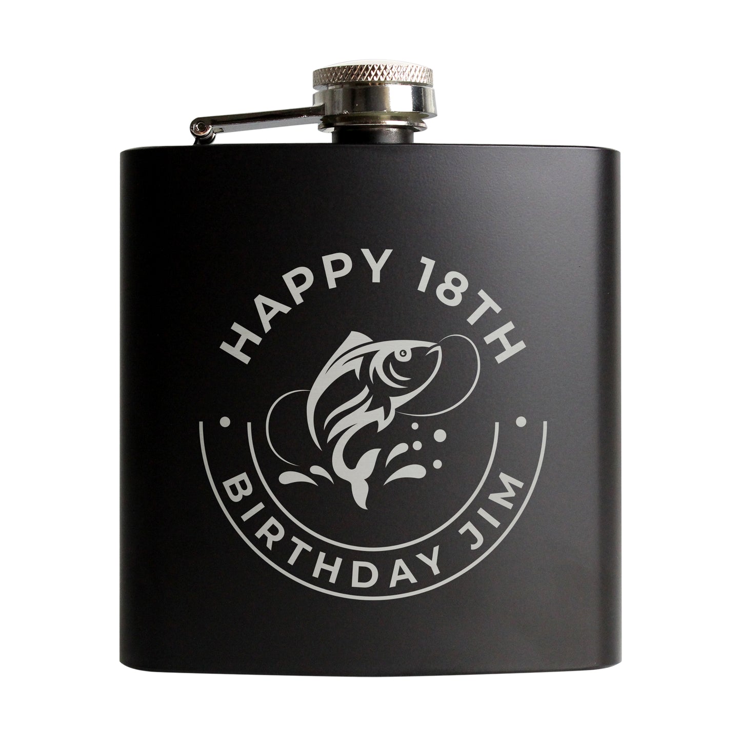 Personalised Fishing Black Father's Day Hip Flask - Personalise It!