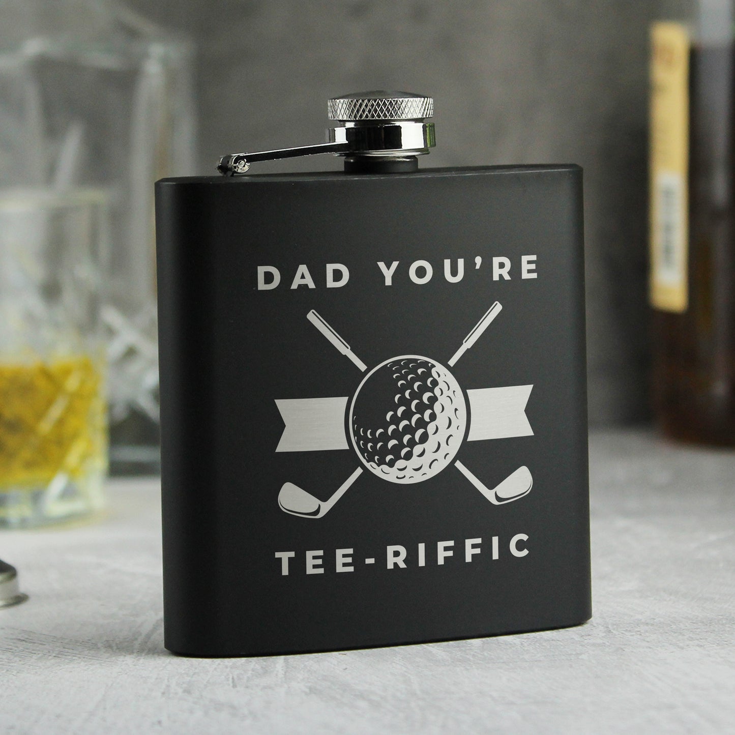 Personalised Golf Black Father's Day Hip Flask - Personalise It!