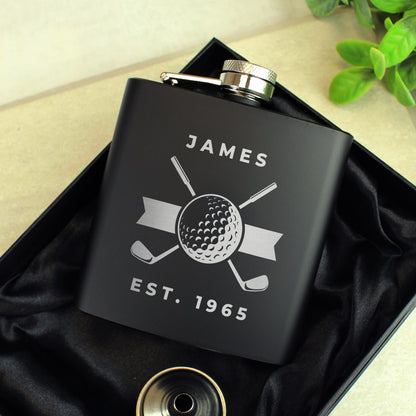 Personalised Golf Black Father's Day Hip Flask - Personalise It!