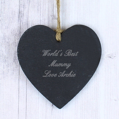Personalised Script Engraved Slate Heart Decoration - Personalise It!