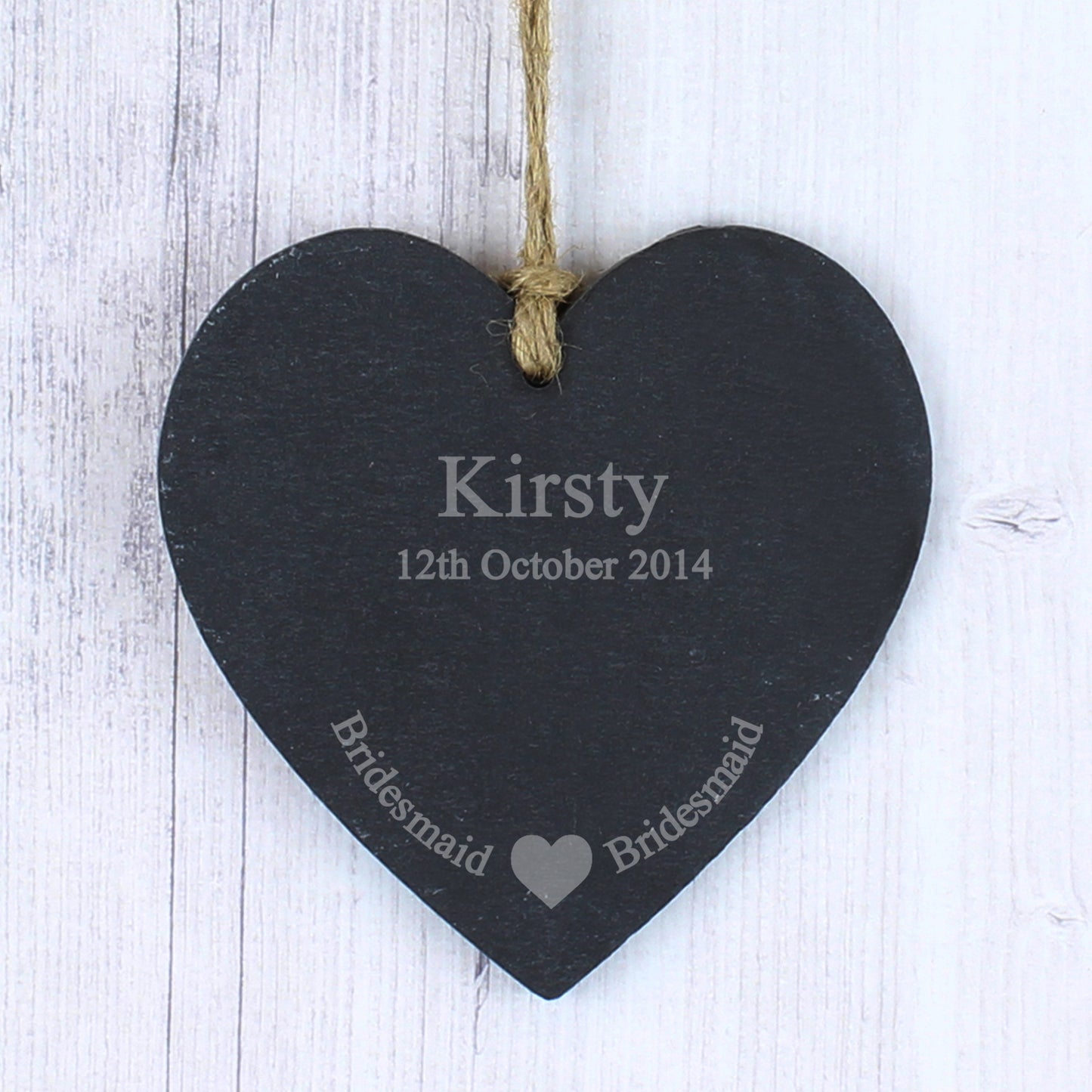 Personalised Bridesmaid Slate Heart Decoration - Personalise It!