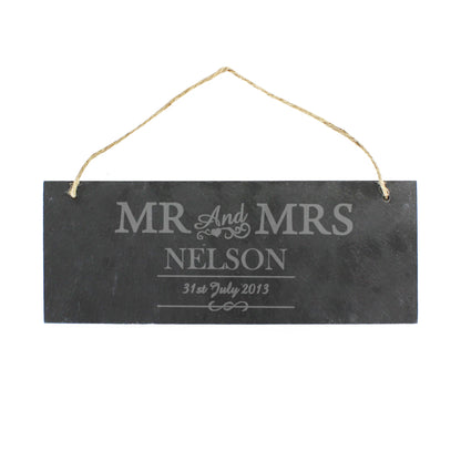 Personalised Mr & Mrs Hanging Slate Plaque - Personalise It!