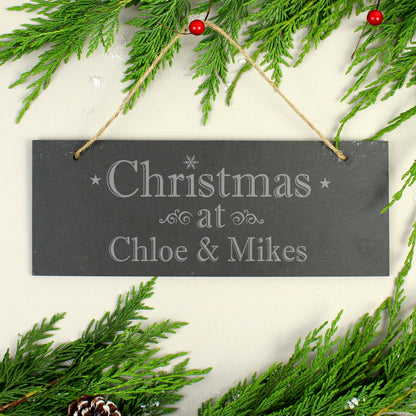 Personalised Christmas Hanging Slate Plaque - Personalise It!