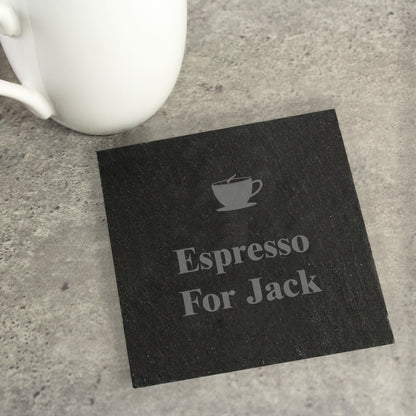 Personalised Hot Drink Motif Single Slate Coaster - Personalise It!