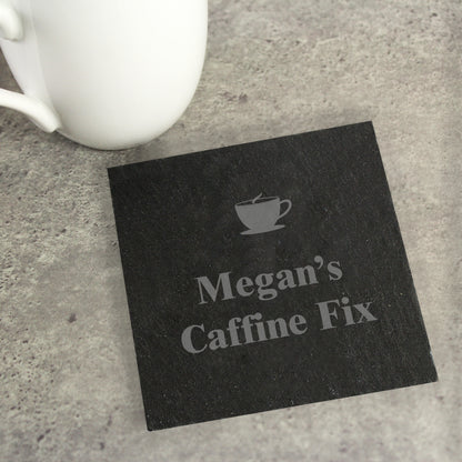 Personalised Hot Drink Motif Single Slate Coaster - Personalise It!