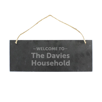 Personalised Welcome To... Hanging Slate Plaque - Personalise It!