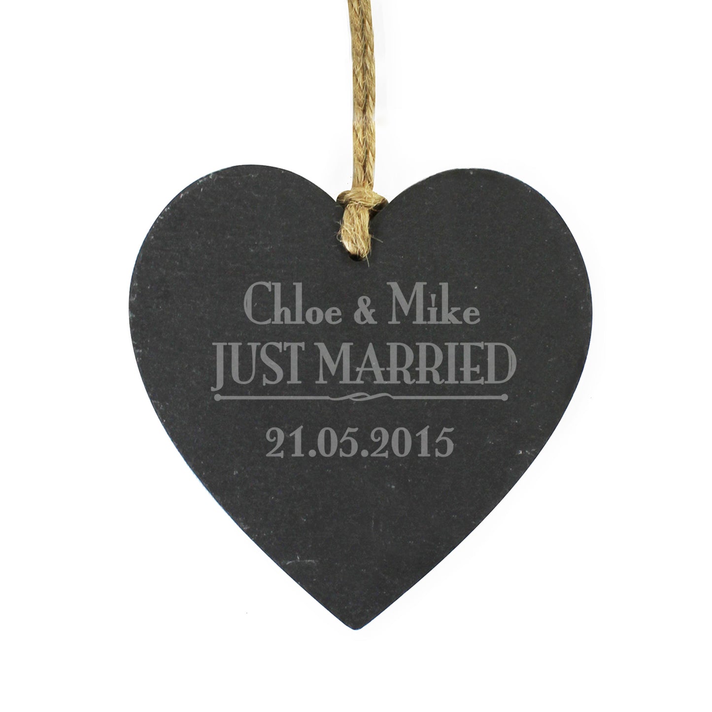 Personalised Just Married... Slate Heart Decoration - Personalise It!