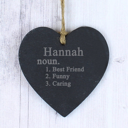 Personalised Word Definition Slate Heart Decoration - Personalise It!