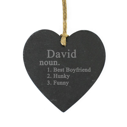 Personalised Word Definition Slate Heart Decoration - Personalise It!