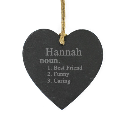 Personalised Word Definition Slate Heart Decoration - Personalise It!