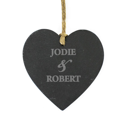 Personalised Couples Slate Heart Decoration - Personalise It!