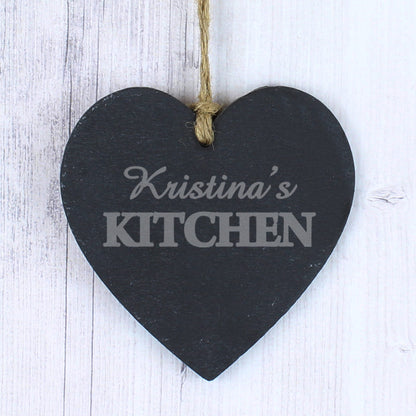 Personalised Kitchen Slate Heart Decoration - Personalise It!