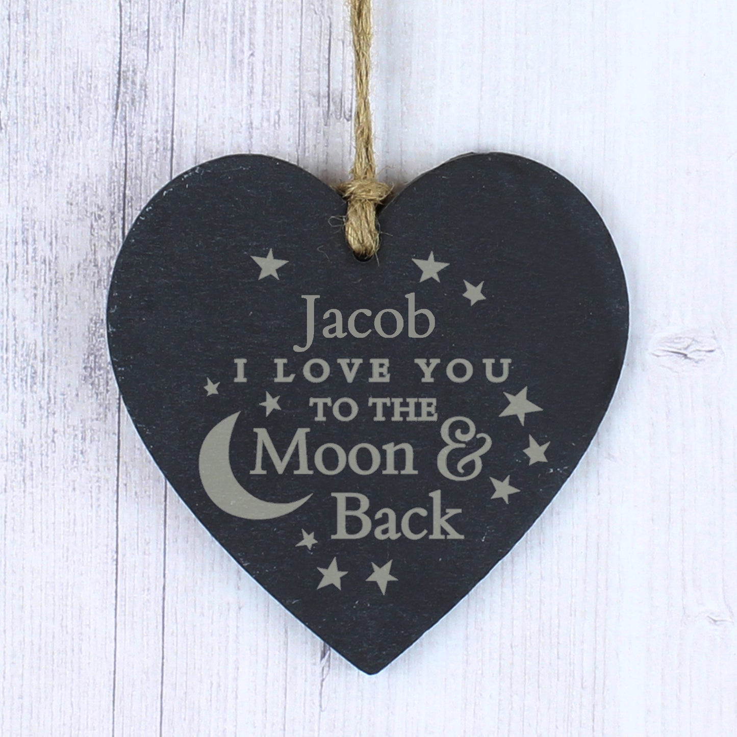 Personalised To the Moon and Back... Slate Heart Decoration - Personalise It!