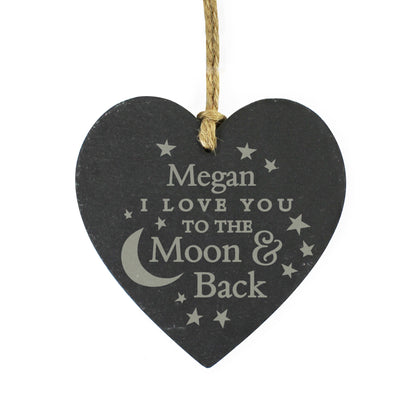 Personalised To the Moon and Back... Slate Heart Decoration - Personalise It!