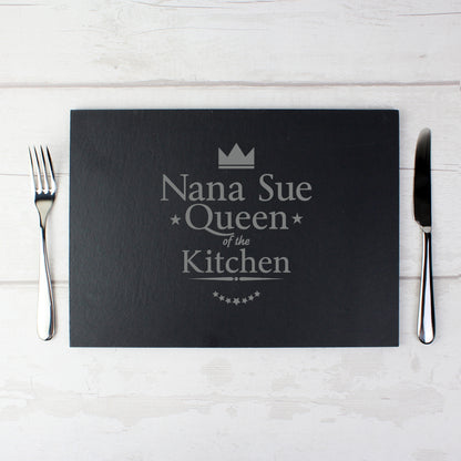 Personalised Queen of the Kitchen Slate Placemat - Personalise It!