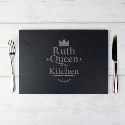 Personalised Queen of the Kitchen Slate Placemat - Personalise It!
