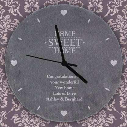 Personalised Home Sweet Home Slate Clock - Personalise It!