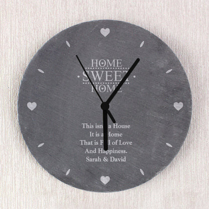 Personalised Home Sweet Home Slate Clock - Personalise It!