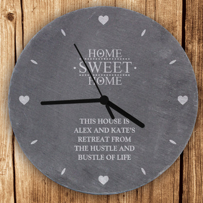 Personalised Home Sweet Home Slate Clock - Personalise It!