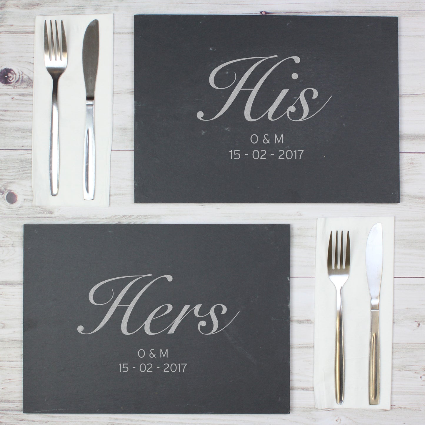 Personalised His and Hers Slate Placemat Set - Personalise It!