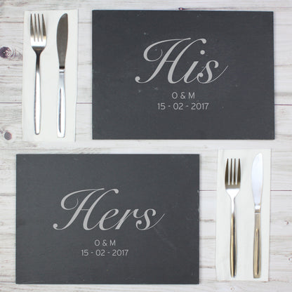 Personalised His and Hers Slate Placemat Set - Personalise It!