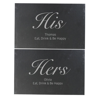 Personalised His and Hers Slate Placemat Set - Personalise It!